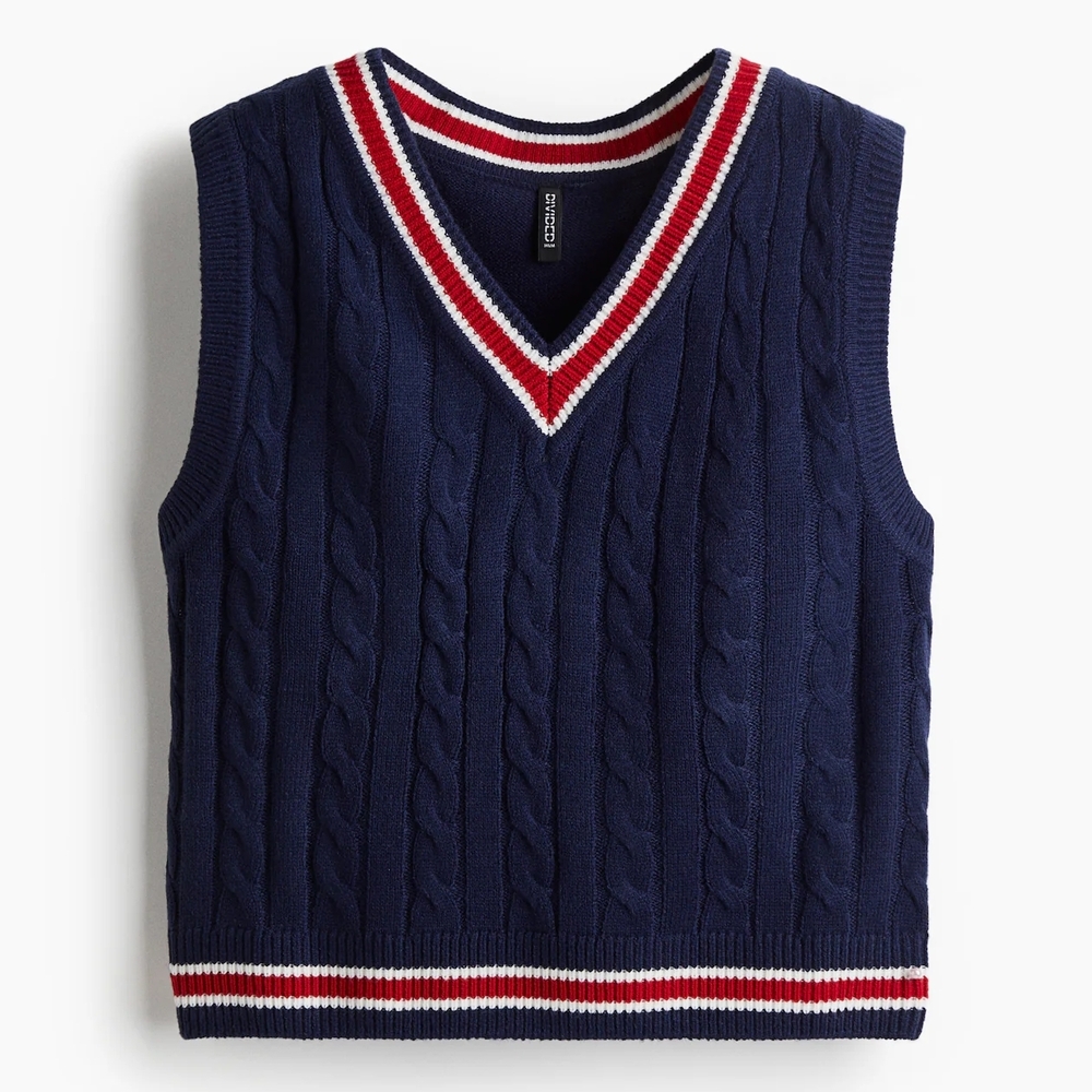NWT H&M Navy Cable Knit Top
